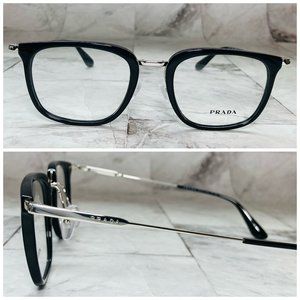 Prada Square Black And Silver Eyeglasses Glasses Frames NWOT